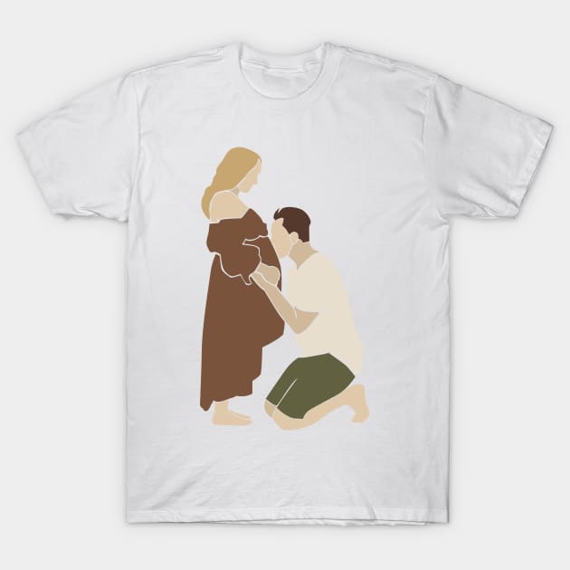 Abstract pregnant vector couple silhouette Illustration T-Shirt by NJORDUR